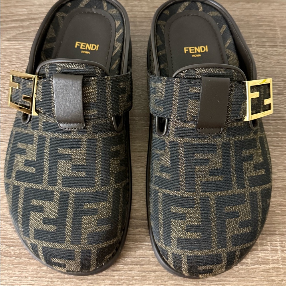 Fendi zucca monogram mules